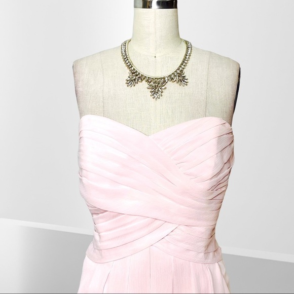 David’s Bridal Pink Strapless Short Chiffon Formal Bridesmaids Dress 12 - Picture 4 of 10